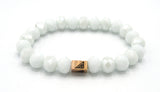 Brync White faceted Rose Gold Men Women Beaded Bracelet David yurman