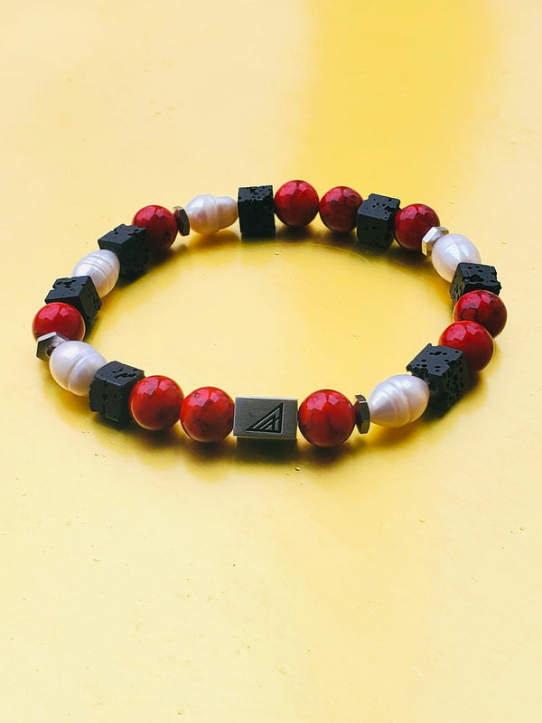 Brync beaded bracelet for men and women red white black beaded bracelet ohio state cardinals buckeyes small stainless steel