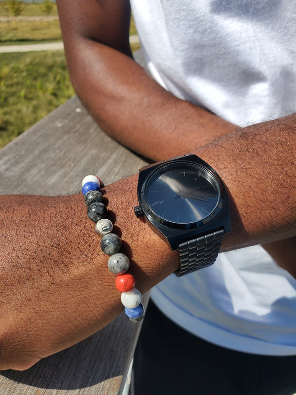 Brync Red White Blue Women Men Beaded Bracelet Handmade July 4th memorial day