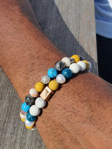 Brync Beads Beaded Bracelet Men Women Yellow white teal aqua rose gold